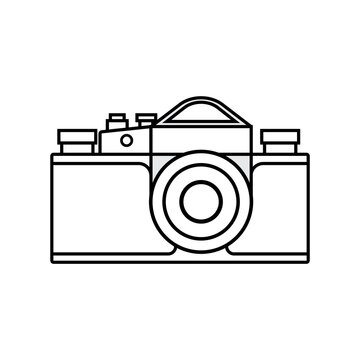 Flat 2D retro film camera line icon