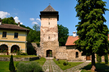 Fototapeta na wymiar Famous Serbian orthodox monastery Studenica with medieval architecture