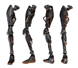 Replacement robotic leg parts, 3d rendering