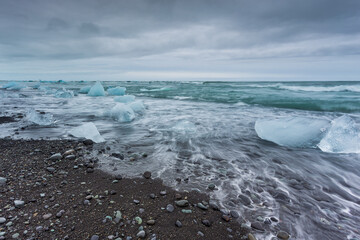 View of the Diamond Beach in the south of Iceland.