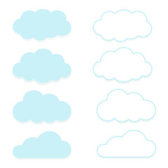 Set of cloud signs. Symbols for weather forecast. Vector illustration in flat design style.