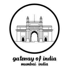 circle icon line Gateway of India. vector illustration