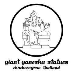 circle icon line giant ganesha stute. vector illustration
