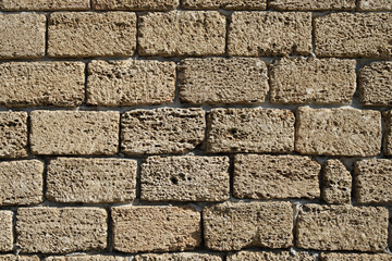 Background of the shell rock block wall.
