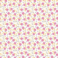 Seamless pattern with simple rose on white backgroung