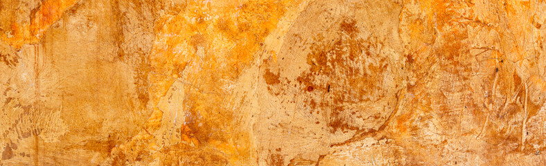 Panorama of yellow cement wall texture and background