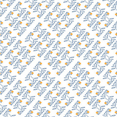 Seamless pattern with simple flower ornament on white background