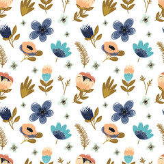 Floral seamless pattern. Hand drawn flower design.