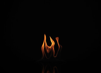 Beautiful bright fire flames on black background