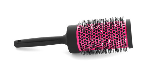 New round hair brush isolated on white