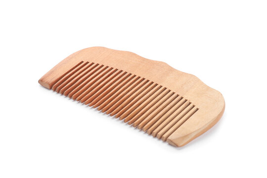 New wooden hair comb isolated on white