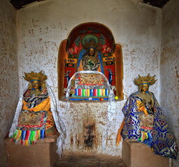 Green Tara-female bodhisattva or Buddha with attendants Marici-Ekajata-Thirtythree Heaven Grottoes-MatiSi-Gansu-China-0987