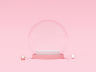 Scene of Pastel color empty crystal globe, 3d rendering