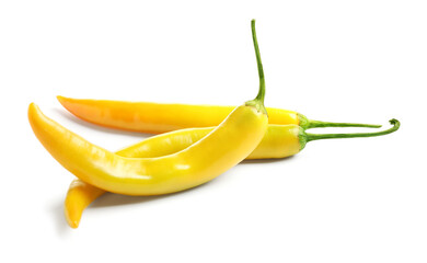 Ripe yellow hot chili peppers isolated on white