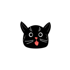 black cat on white background