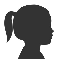 Silhouette of child face. Little girl. Outlines baby in profile. Vector illustration
