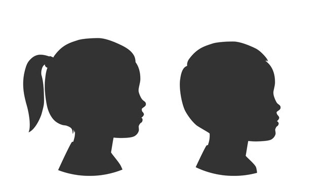 Face silhouettes of Men, Women and Children