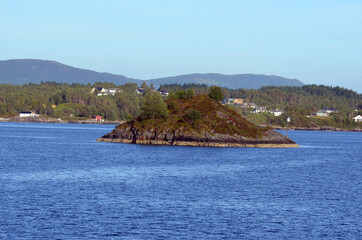 Naklejka premium View from the board of Flam - Bergen ferry. Sognefjord, Norway, Scandinavia. Tourism and travel.
