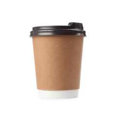 Takeaway paper coffee cup isolated on white
