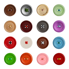 Set of sewing buttons on white background