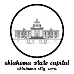 Circle icon line Oklahoma State Capitol Icon. vector illustration