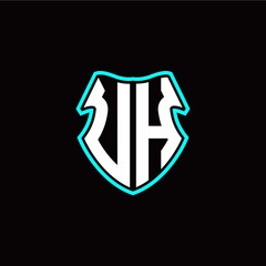 U H initial logo design with a shield shape