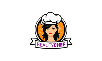 Chef woman mascot character logo vector