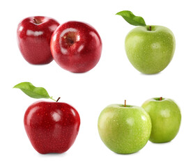 Set of different ripe apples isolated on white