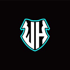 W H initial logo design with a shield shape