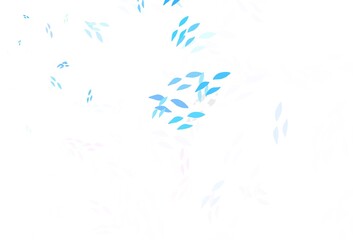 Light Blue, Red vector doodle template with leaves.