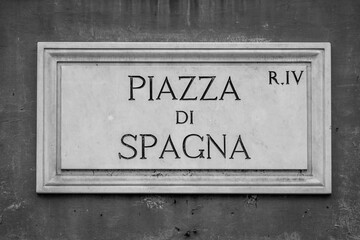 Street sign: Piazza di Spagna (Spain Square) in Rome