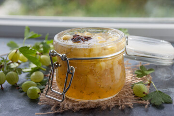 Green gooseberry sauce with star anise