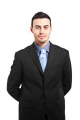 Handsome young manager isolated on white background