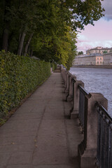 deserted summer embankment of the Fontanka river