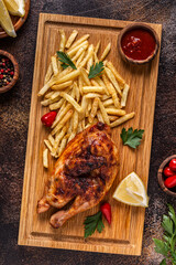 Half Roasted Chicken Piri Piri with French Fries
