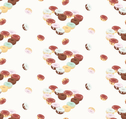 Pattern for wrapping paper for sweet valentine's day with donut heart.