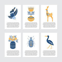 Greeting cards in Scandinavian, Nordic and Folk art style