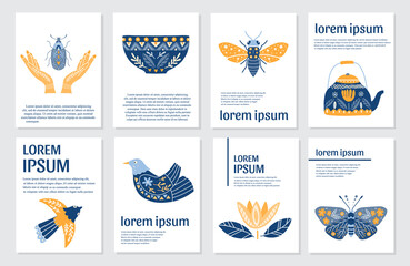 Greeting cards in Scandinavian, Nordic and Folk art style