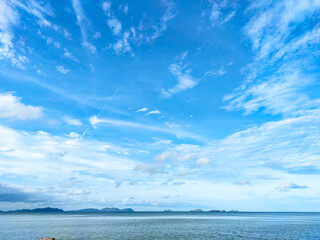 Fototapeta na wymiar blue sky and clouds. Picture beautiful natural cloud sky and sea beach 
