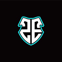 Z E initial logo design with a shield shape