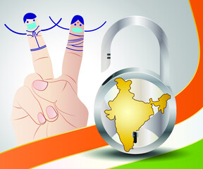 vector illustration for self dependent India with Hindi text atma nirbhar bharat means  self dependent India