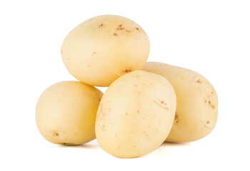 raw potatoes isolated on white background close up