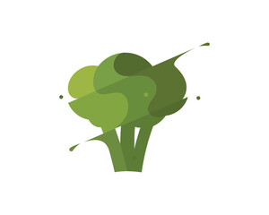 Broccoli isolated on yellow background. Illustration, icon of a fresh vegetable in a flat style.