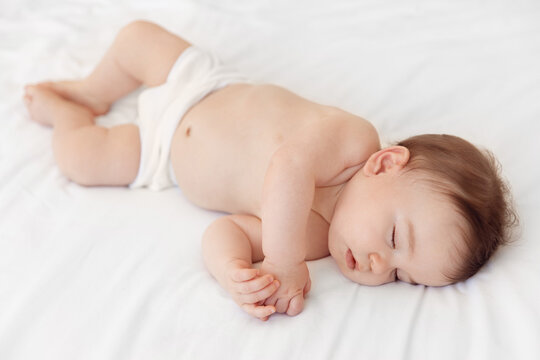 Top view of cute sleeping baby
