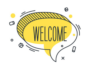 Linear promotion banner shape, colorful sticker.