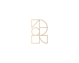 Abstract letter R logo design template on light background. Premium line gradient alphabet from geometric shapes emblem sign symbol mark logotype.