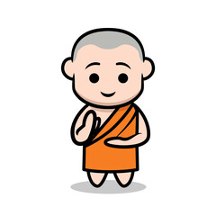 Cute monk mascot design illustration