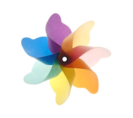 Beautiful colorful pinwheel isolated on white background. Studio, nobody