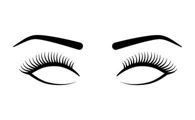 Beautiful long eyelashes with eyebrows for make up isolated on white background. - Vector