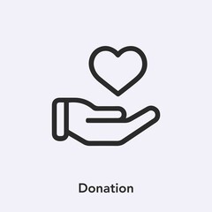 donation icon vector. Linear style sign for mobile concept and web design. donation symbol illustration. Pixel vector graphics - Vector.